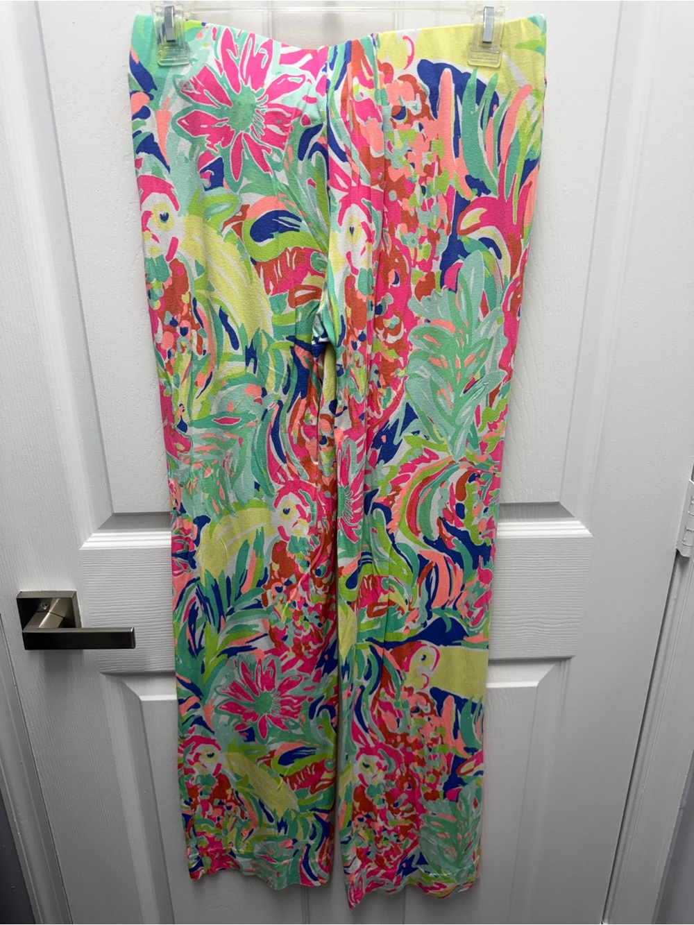 Lilly Pulitzer Georgia May Palazzo Pants Toucan Bright Floral Pattern Small - Picture 2 of 5